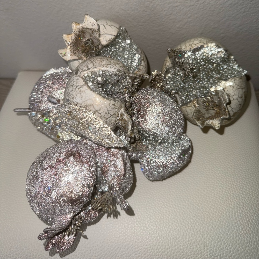 decorative pomegranate figurine with sparkles and beads lot of 6